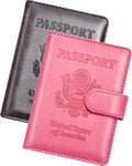 Herain Passport Holder for Travel Essentials, 2 Pcs Passport Cover Wallet Case Travel Gifts Women Men Family, RFID Passports Book Card Holders Travels Cruise Accessories Must Haves