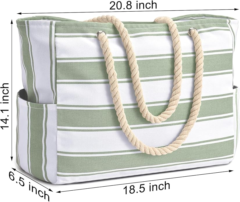 Becokan Beach Bags for Women Large Waterproof Beach Tote Bag Zipper Beach Bags Waterproof Sandproof Swim Pool Bag Large Tote