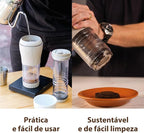 Pressca - Portable Coffee & Tea Maker - Thermal Coffee & Tea Infuser, French Press, Single Serve Coffee Maker, BPA Free - Home & Kitchen Accessories & Utensils - 12 fl oz, Brown