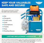 HERO Neck Wallet - RFID Blocking Passport Holder, Easy to Conceal Travel Pouch (Aqua)