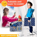 PILLANI Kids Travel Tray for Car - Toddler Essentials for Road Trip, Carseat Tray for Kids Travel, Car Activities for Kids Ages 4-8 w/ Activity Sheets & Pens, Tablet Holder, Dry Erase Board,Cup Holder