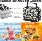 Lunch Box Kids Insulated Lunch Bag for Boys Girls Cute Reusable Lunch Tote Bag Waterproof Portable Thermal Lunch Box Kids for School Picnic Travel Cow Print