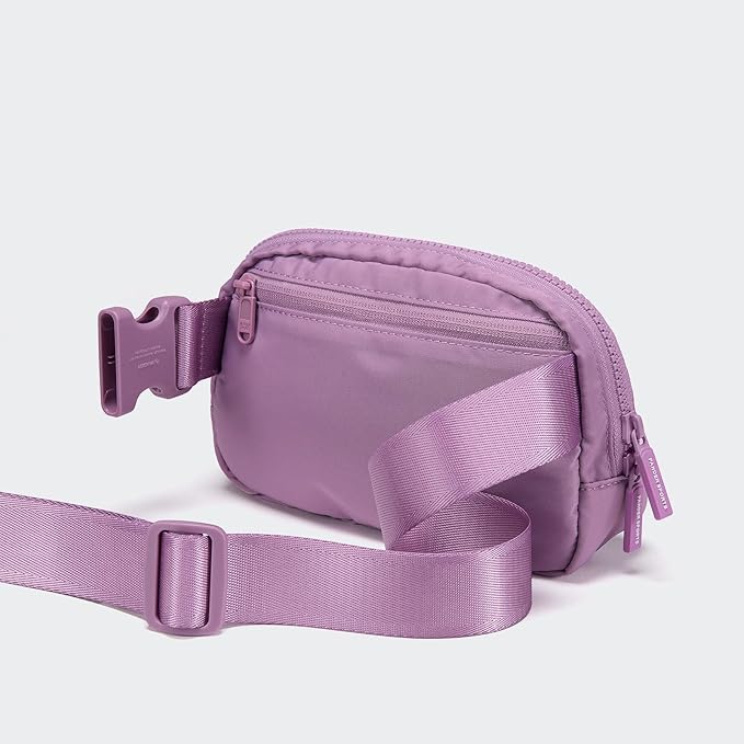 Pander Two Way Zipper Fanny Pack Nylon Everywhere Belt Bag for Women, Water Repellent Waist Packs, Crossbody Bags with Adjustable Strap (Light Purple).