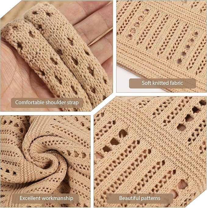 WantGor Crochet Bags, Beach Mesh Tote Bag Womens Shoulder Shopping Handbag Casual Travel Totes Bag Foldable Hobo Bags