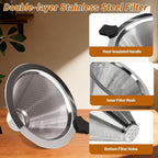 Coffee Pour Over 20.3oz 600ml High Borosilicate Glass Pour Over Coffee Maker Set Camping with Reusable 304 Stainless Steel Filter Hand Brew Carafe Drip Suitable for Electric Ceramic Stove