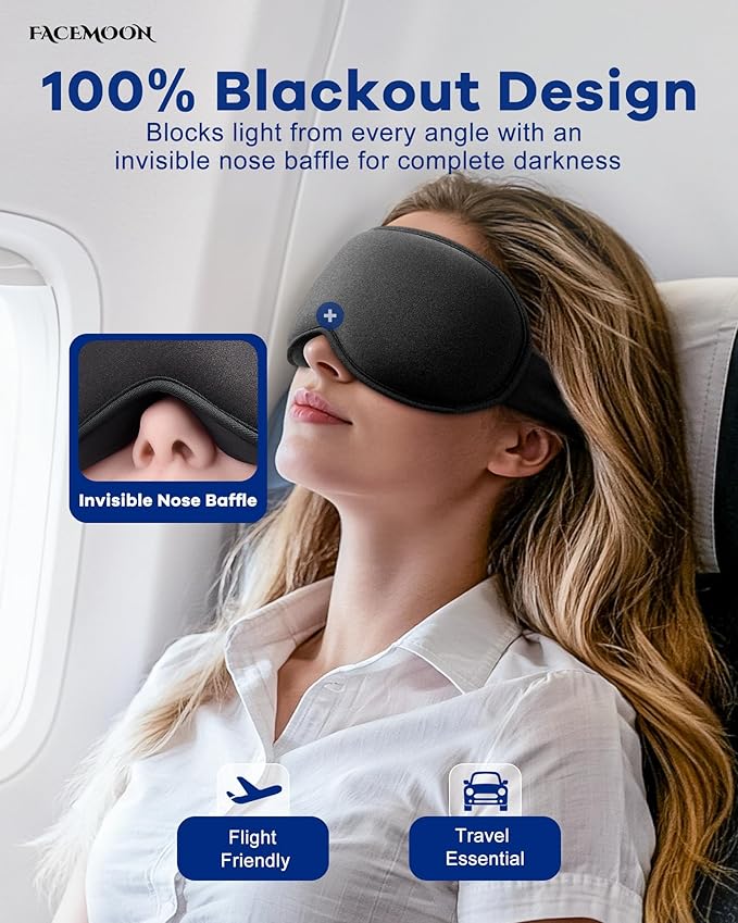 3D Weighted Cooling Gel Eye Mask for Sleeping, FSA Eligible Items HSA, 6oz Gel-Weighted Sleep Mask, 100% Blackout, Gentle Pressure & Cold Relief for Migraine, Ice Cold Mask for Travel Essentials