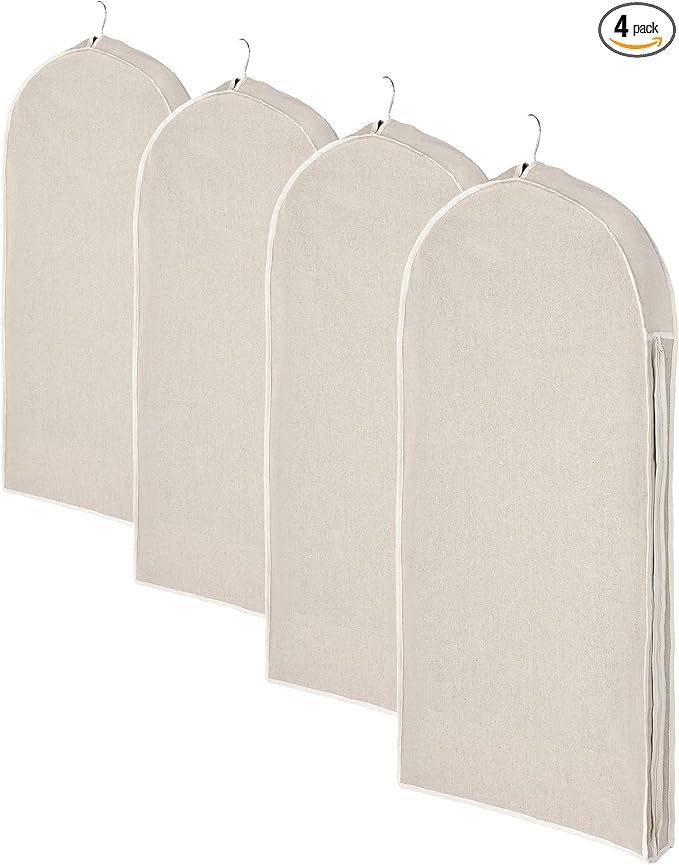 Whitmor Zippered Garment Bag Natural Linen,Large,(Pack of 4)