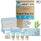 Aqua Organics Amenity Kit | Boxed Hotel Toiletries Bulk Set | 1 oz Shampoo, Conditioner, Lotion, Body Wash & Bar Soap | 300 Sets per Case