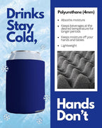 PartyPrints 25 Pack Navy Blue Blank Can Cooler Sleeves, Customizable Bulk Insulated Foam for Beer, Collapsible Plain Drink Holder, Cold Soda Insulator, 12oz Regular, 16oz Tall Cans