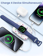 RORRY CharmGo Portable Charger, 5000mAh Portable Charger Power Bank with Built-in Cables, Travel Keychain Battery Pack for Apple Watch and iPhone Air/17/16/15/14/13/12, Confetti-White