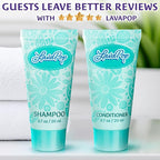 LavaPop - Travel Size Shampoo & Conditioner Set - Iris, Violet & Amber, 0.7 fl oz, 100 Pieces - Bulk Hotel Toiletries for Airbnb, Motels & Guest Rooms