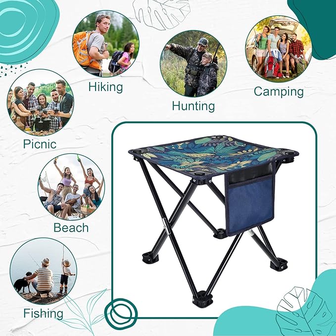 6 Pack Camping Stool, 13 inch Portable Folding Stool with Carry Bag Collapsible Camping Chair 400 Lbs Compact Stool Seat for Camping Fishing Hiking Gardening Walking Travelling Outdoor Activities