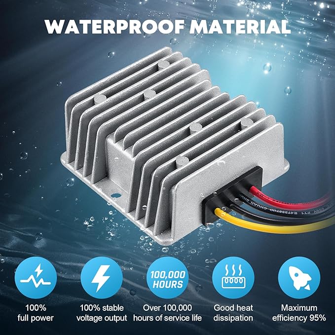Kohree DC 24V Step Down to 12V 30A 360W Converter Regulator Reducer Power Supply Module Buck Transformer, 24V to 12V Converter Waterproof Voltage Reducer for Golf Cart, Forklifts, Car, Boat