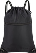 HOLYLUCK Drawstring Bags Backpack Sackpack Cinch Bags for Sports, Gym, Travel, Beach (Black)