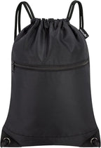 HOLYLUCK Drawstring Bags Backpack Sackpack Cinch Bags for Sports, Gym, Travel, Beach (Black)