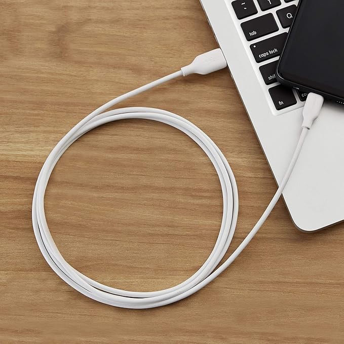 Amazon Basics USB-C to USB-A 2.0 Fast Charging Cable for Android Phones, 480Mbps Speed, USB-IF Certified, for Apple iPhone 16/15, iPad, Samsung Galaxy, Tablets, Laptops, 6 Foot, White (Pack of 2)