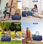 Women Weekender Travel Duffle Bag: Travel Duffel Overnight Bags with Shoe Compartment Large Carry on Tote with Toiletry Bag Weekend Traveling Yoga Gym Hospital Bag for Women with Wet Pocket Blue