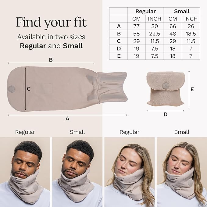 trtl Travel Pillow Original 2.0 – Scientifically Proven Super Soft Travel Pillow with Premium Head & Neck Support – for Airplane Travel – Machine Washable – Lightweight & Compact - Sand Beige – Small