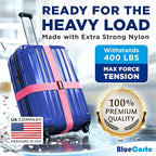 Luggage Straps for Suitcases - TSA Approved - Pink, 20 PK - Bulk Multipack Premium Nylon Belts for Suitcase, Briefcase & Travel Bag - Adjustable Strap Length 46" - 78"