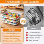 YQBRAO 2-Pack Large Clear Hard Shell Zipper Case White, 1.2mm Heavy-Duty Crush-Proof Makeup Bag, Large Diaper Bag Organizer Pouches, Rigid Clear Zipper Pouches for Toys, Art Supplies & Tech