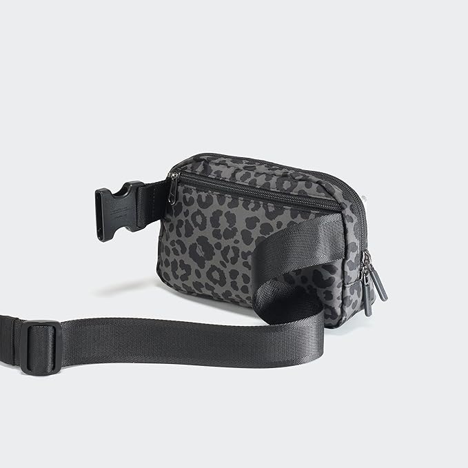 Pander Two Way Zipper Fanny Pack Nylon Everywhere Belt Bag for Women, Water Repellent Waist Packs, Crossbody Bags with Adjustable Strap (Grey Leopard)
