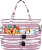 Trifabricy Beach Bags for Women Waterproof Sandproof Women Tote Bag, Large Beach Bag with Zipper for Gym Travel Vocation