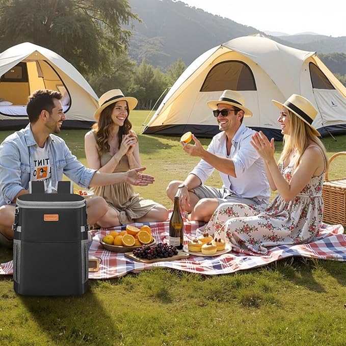 Camping Cooler Backpack 30 45 Cans, Soft Backpack Coolers Insulated Leak Proof Travel Cooler Bag Waterproof Lunch Picnic Beach Work Trip Thermal Bag Drink Beverage Beer Bag Cooler