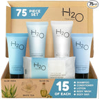 H2O Therapy Hotel Soaps & Toiletries Bulk Set | 1-Shoppe Amenities Kit | 0.85oz Shampoo & Conditioner, Body Wash, Lotion, 1oz Bar Soap | Travel Size | 75 Pieces