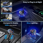 5 Pack USB C Car Charger, Multi Port 90W Super Fast Charging Cigarette Lighter Adapter, 4-in-1 Dual USB-C & USB-A Car Phone Power Adapter for iPhone 17/16/15/Pro Max, iPad, Samsung Galaxy S25