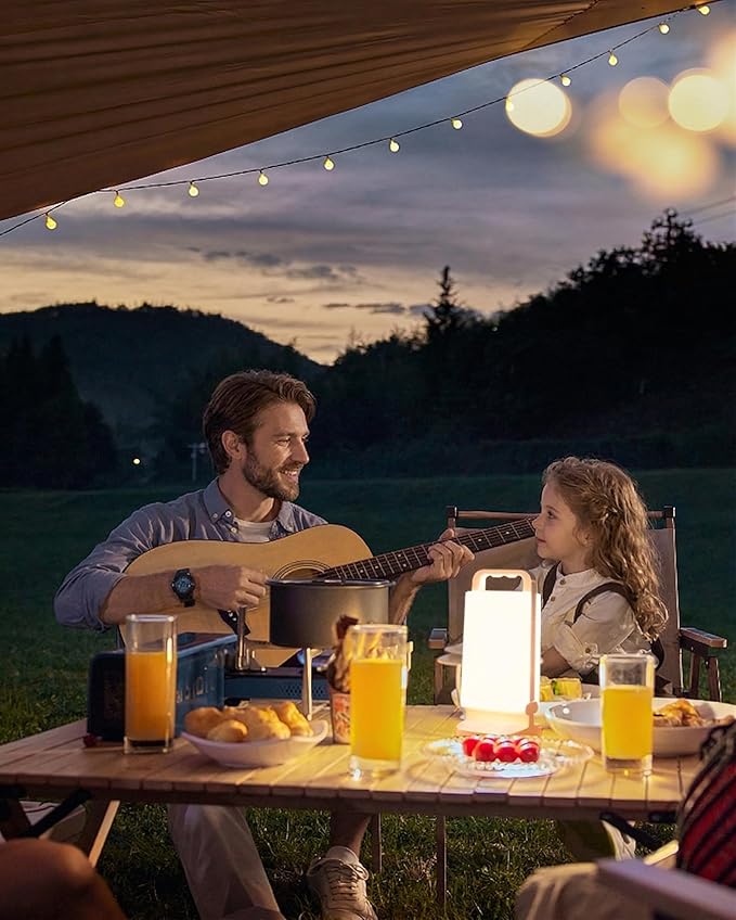Solar Camping Lantern 6000mAh 2 Pack, USB Rechargeable Camping Light & Power Supply, Dimmable LED Night Lamp with Up to 80Hrs Runtime, Survival Gear for Emergency, Hurricane, Hiking & Outdoor, Indoor