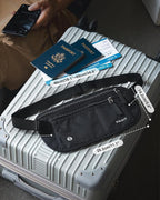 VULKIT Money Belt for Travel, Hidden Passport Holder, Anti-Theft Travel Wallet Under Clothes, RFID Blocking Waist Pouch, Undercover Fanny Pack, Carbon Black