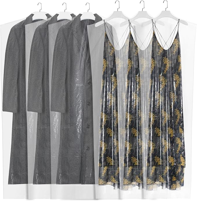 60-Pack Extra Long Dry Cleaning Bags for Clothes 72-Inch Long - Clear Plastic Garment Bags for Hanging Clothes, Dry Cleaner Plastic Clothing Cover for Suits, Gowns, Coat, Dance Costumes & Long Dresses