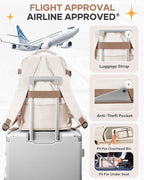 Travel Backpack Carry on Flight Approved Mochila De Viaje Personal Item Backpack for Airlines Frontier Airlines Personal Item Bag Large Backpack for Travel Backpacks for Men Women Beige with Brown