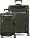 Travelpro Platinum Elite Softside Expandable Luggage, 8 Wheel Spinner Suitcase, TSA Lock, Men and Women, Pilot Green, 2-Piece Set (21/25)