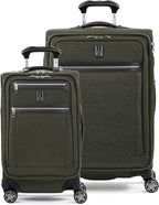 Travelpro Platinum Elite Softside Expandable Luggage, 8 Wheel Spinner Suitcase, TSA Lock, Men and Women, Pilot Green, 2-Piece Set (21/25)