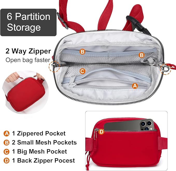 Mini Belt Bag for Women, RFID Small Fanny Pack, Womens Fashion Waist Packs with Extender Strap, Crossbody Bum Bags