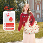 Corduroy Tote Bag for Women,Large Capacity Cute Tote Bags With 6 Pockets,Crossbody Shoulder Handbag for Work Travel Gym