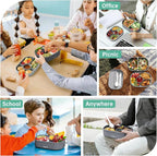 2 Layers Bento Box, All-in-One Stackable Lunch Container with Compartments, 64oz Leakproof Microwave Safe Dishwasher Safe Bento Box with Lunch Bag and Utensil Set for Kids and Adults