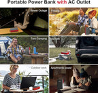 ZeroKor Portable Power Bank with Foldable Solar Panel, 110V 65W AC Outlet Portable Power Station with Solar Panel Charger for Outdoor Smart Devices Camping RV Travel Emergency Power Outage Backup