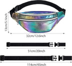 Frienda 2 Pieces Holographic Fanny Pack for Women Colorful Sport Waist Bag Pack