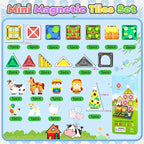 ORZbb Mini Magnetic Tiles Farm Animal Toys Toddler Travel Essentials Set with Case, Kids Magnetic Blocks Montessori Education Learning Sensory Preschool Toys for 3+ Year Old Boys Girls Gifts