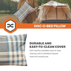 Disc-O-Bed Compact and Packable Travel Pillow with Washable Cover, Ultralight for Backpacking, Hiking, and Camping, Ocean Plaid