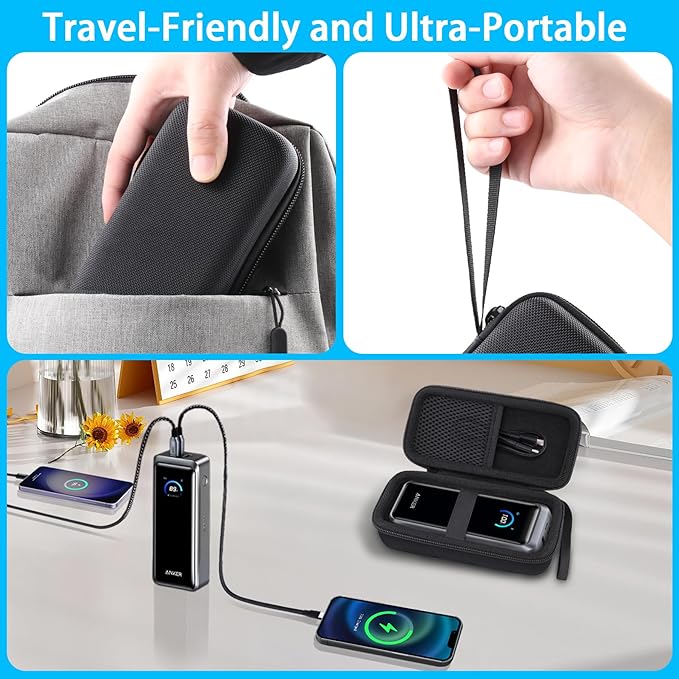 co2CREA for Anker Prime 26,250mAh Power Bank, Hard Travel Case Compatible with Anker A110A 300W Portable Charger, Case Only (Black Case)