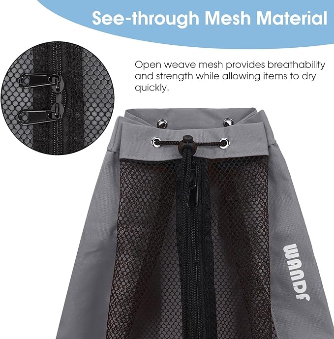 WANDF Swim Bag Mesh Drawstring Backpack Beach Backpack for Swimming, Gym, and Workout Gear