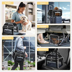 Lekereise Top-Expandable Pet Carrier 18x13x9.5 Inch Southwest Frontier Airline Approved Soft Sided Underseat to 15lbs Travel Carriers for Small Cats Dogs with Locking Safety Zippers Anti-Scratch Mesh