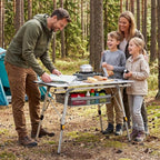Camping Table Portable Foldable with Adjustable Legs, Aluminum Roll Up Table with Large Mesh Storage Layer & Carrying Bag, Lightweight Outdoor Picnic Table for Camping, Beach, BBQ, Backyard