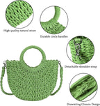 Womens Straw Beach Bag Woven Crossbody Shoulder Bags Top Handle Satchel Handbag Purse for Summer