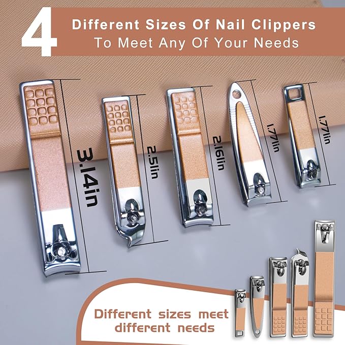 Manicure Set 30 in 1 Nail Clippers Set,Nail Manicure Kit for Women,RedFlow Toenail Clippers,Pedicure Kit,Pedicure Tools,Suitable for Travel Manicure Tools (Rose Gold)