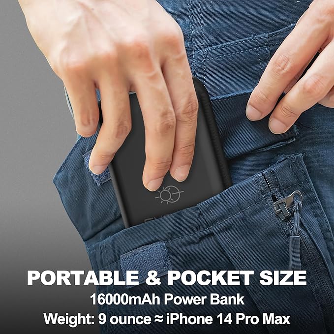 7.4V 16000mAh Battery Pack for Heated Vest with DC USB-C Ports, Portable Rechargeable Power Bank with Digital Display, Heated Vest Battery Pack for ORORO Venustas Heated Vest, Jacket, Pants