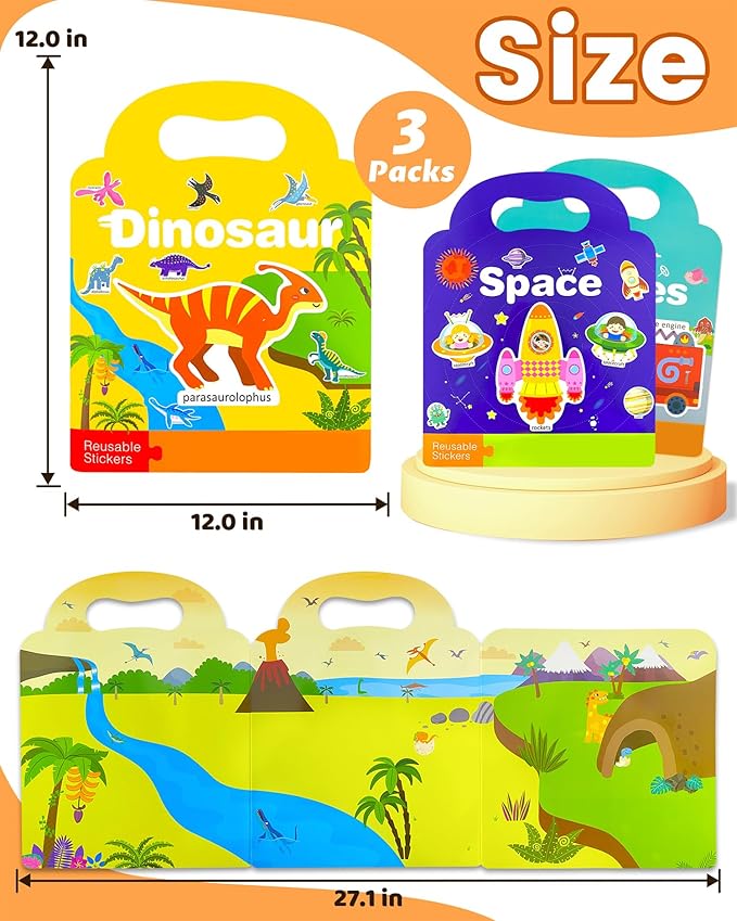 Walenced Reusable Sticker Book for Toddlers, Stickers for Kids, Toddler Sticker Book, Toddler Craft Activities, Toddler Travel Toys Boy Girl Birthday Gifts